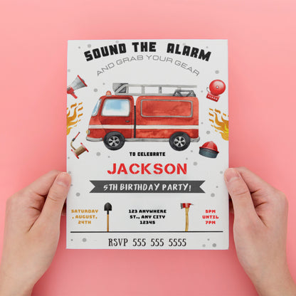 Fire Fighter Birthday Invitation Template - CreativeRino