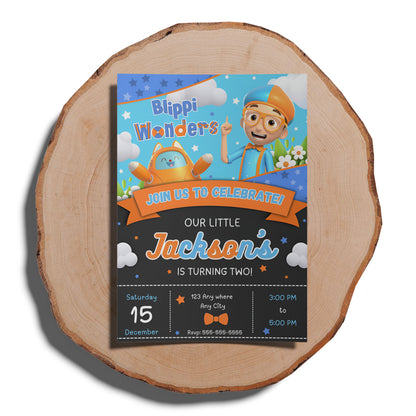 Blippi  Birthday Invitation Template - CreativeRino