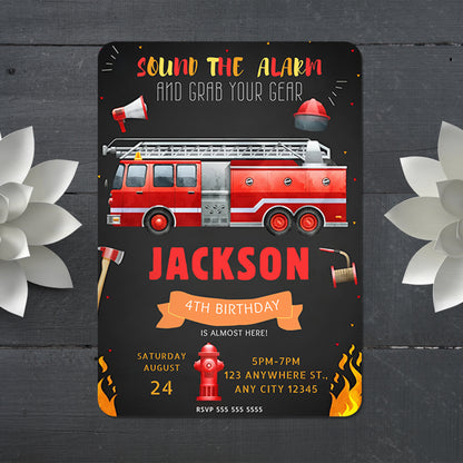 Fire Fighter Birthday Invitation Template - CreativeRino