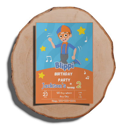 Blippi  Birthday Invitation Template - CreativeRino