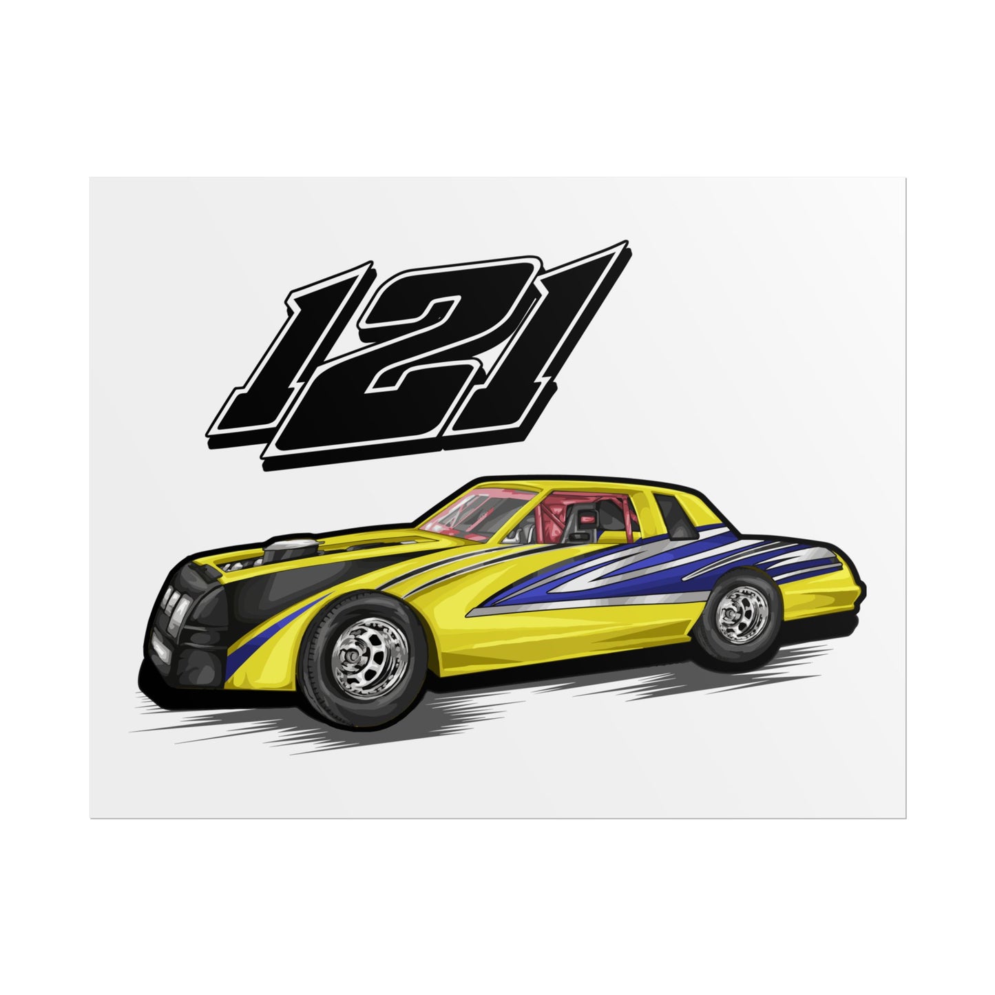 Racing Car Artwork Poster - Vibrant 121 Design for Auto Enthusiasts - CreativeRino