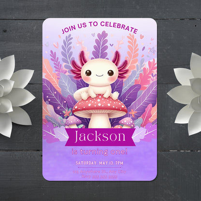 Axolotl Birthday Invitation Template - CreativeRino