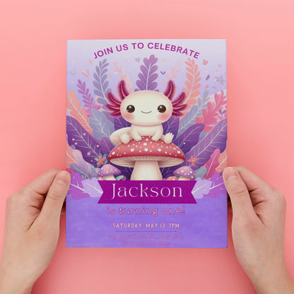 Axolotl Birthday Invitation Template - CreativeRino