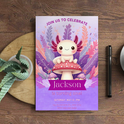 Axolotl Birthday Invitation Template - CreativeRino