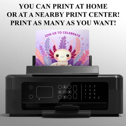Axolotl Birthday Invitation Template - CreativeRino