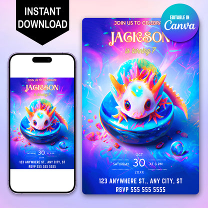 Axolotl Birthday Invitation Template - CreativeRino