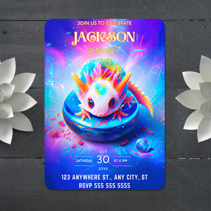 Axolotl Birthday Invitation Template - CreativeRino