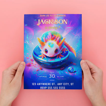 Axolotl Birthday Invitation Template - CreativeRino