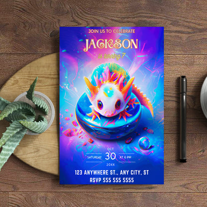 Axolotl Birthday Invitation Template - CreativeRino