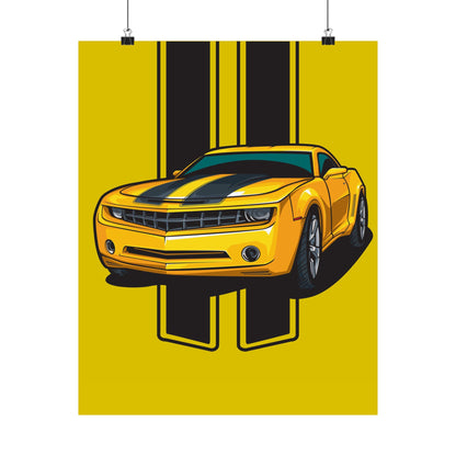 Yellow Sports Car Chevrolet Camaro Matte Vertical Poster - Car Enthusiast Decor - CreativeRino