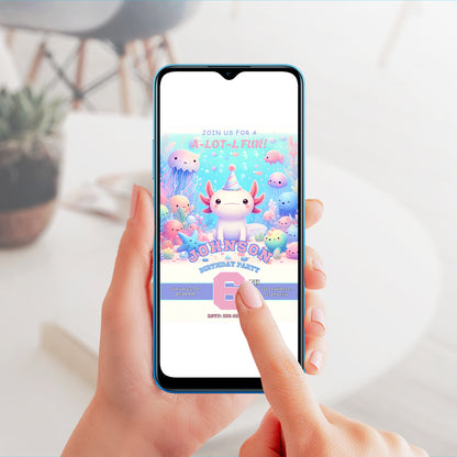 Axolotl Birthday Invitation Template - CreativeRino