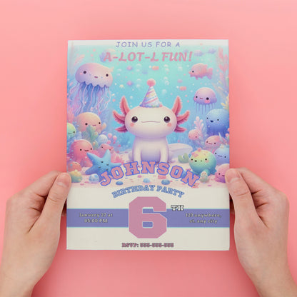 Axolotl Birthday Invitation Template - CreativeRino