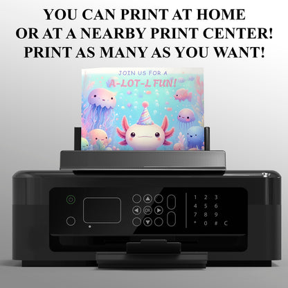 Axolotl Birthday Invitation Template - CreativeRino