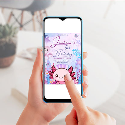 Axolotl Birthday Invitation Template - CreativeRino