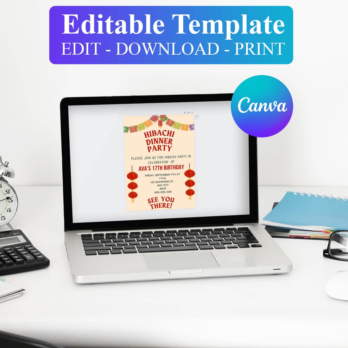 Hibachi Dinner Birthday Party Invitation Template - CreativeRino
