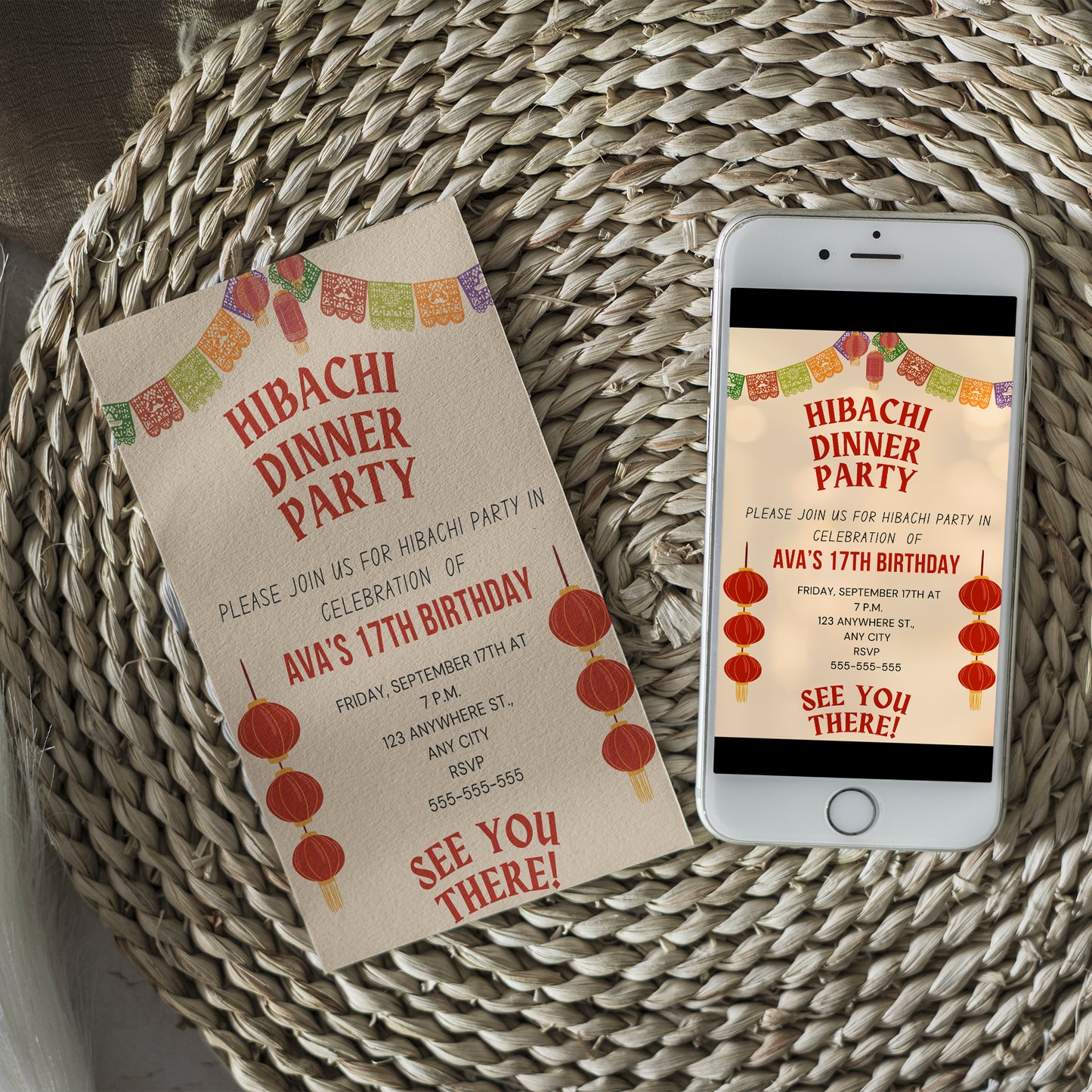 Hibachi Dinner Birthday Party Invitation Template - CreativeRino