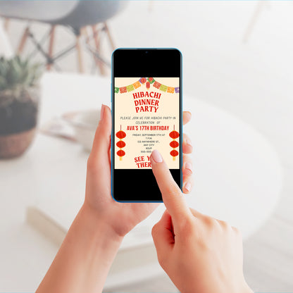 Hibachi Dinner Birthday Party Invitation Template - CreativeRino