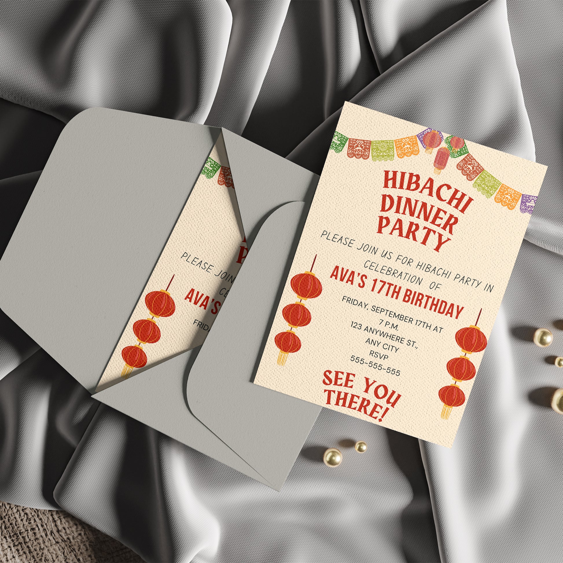 Hibachi Dinner Birthday Party Invitation Template - CreativeRino