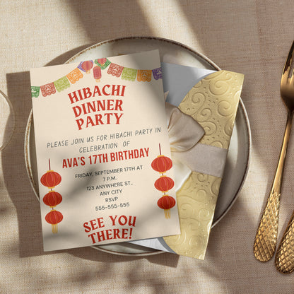 Hibachi Dinner Birthday Party Invitation Template - CreativeRino