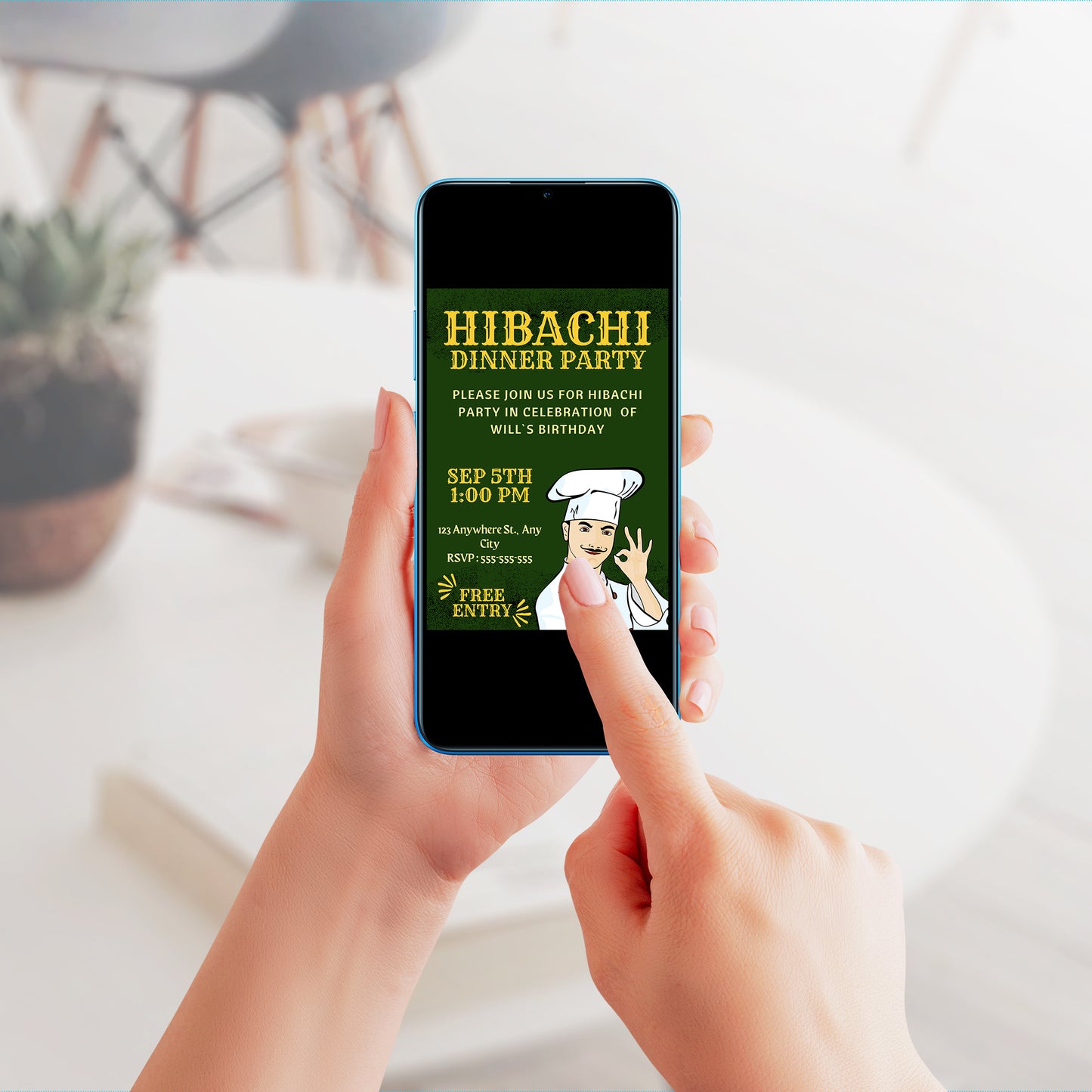 Hibachi Dinner Birthday Party Invitation Template - CreativeRino