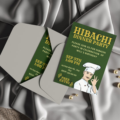 Hibachi Dinner Birthday Party Invitation Template - CreativeRino