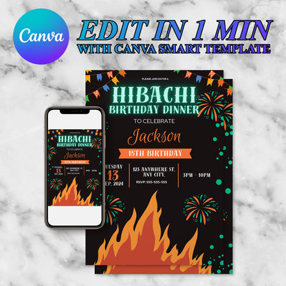 Hibachi Birthday Invitation Template - CreativeRino