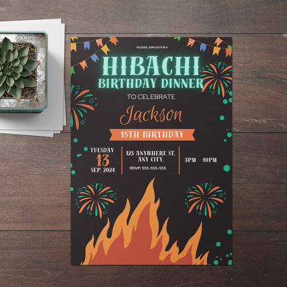 Hibachi Birthday Invitation Template - CreativeRino