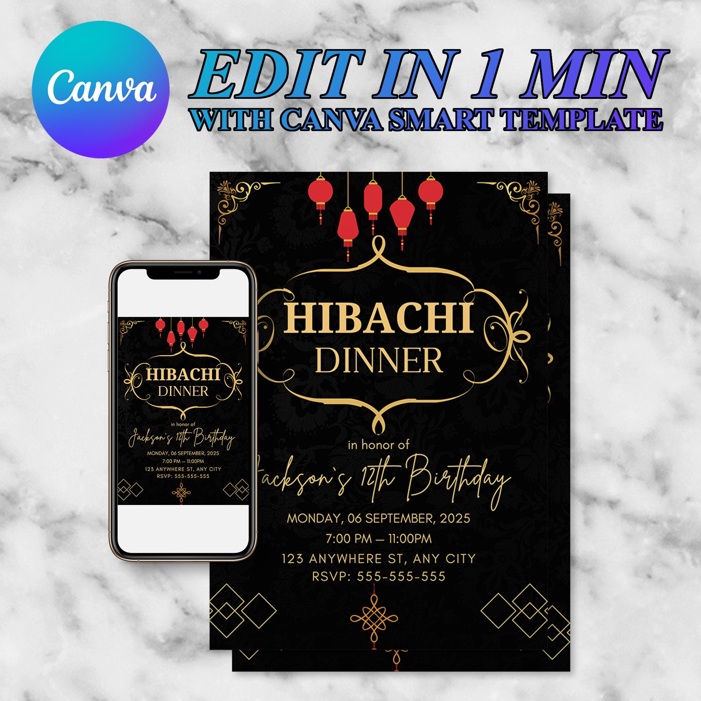 Hibachi Dinner Birthday Invitation Template - CreativeRino