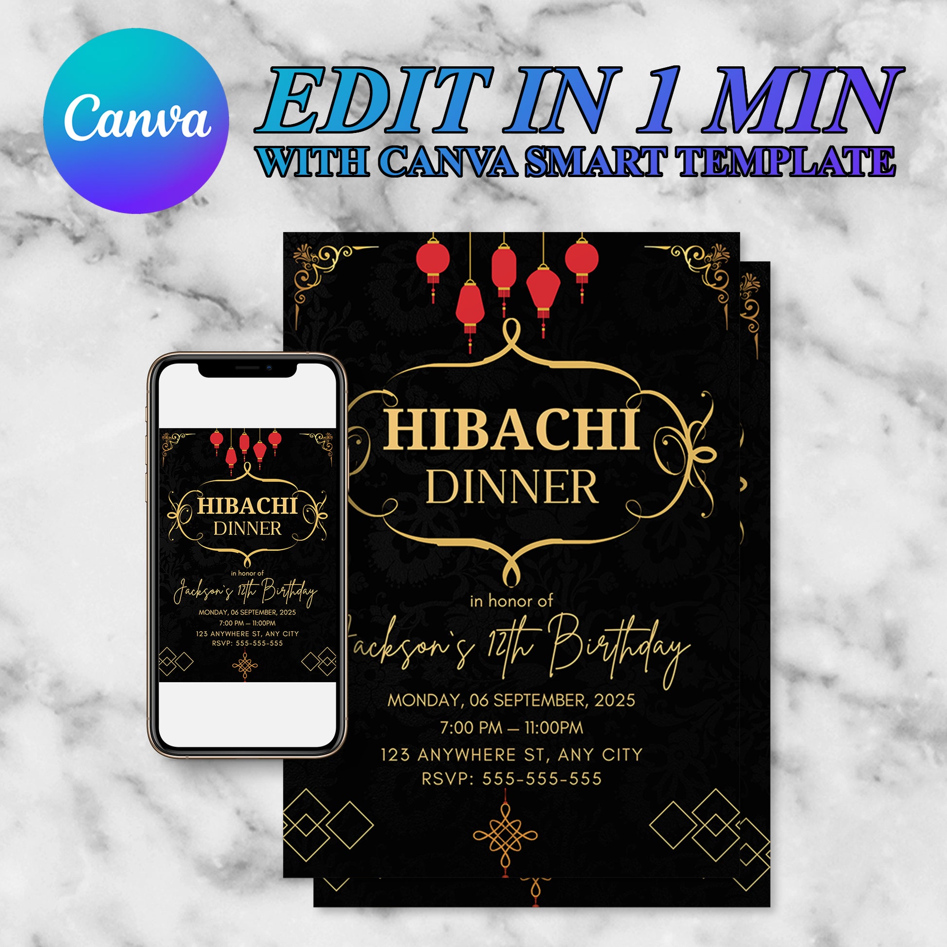 Hibachi Dinner Birthday Invitation Template - CreativeRino