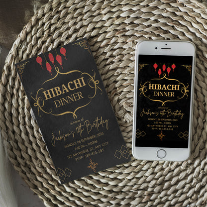 Hibachi Dinner Birthday Invitation Template - CreativeRino