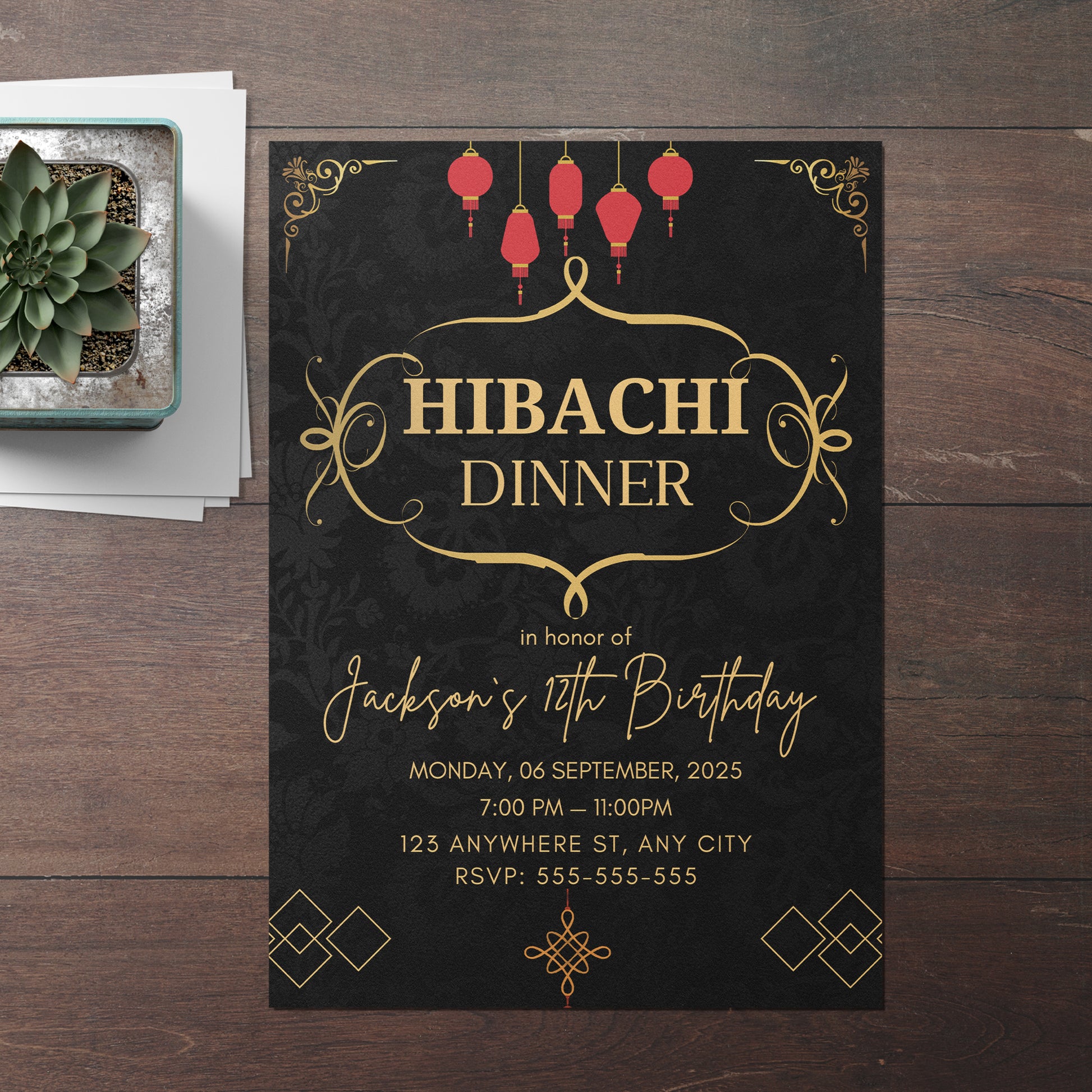 Hibachi Dinner Birthday Invitation Template - CreativeRino