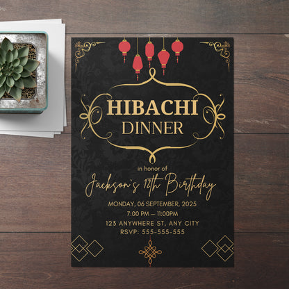 Hibachi Dinner Birthday Invitation Template - CreativeRino