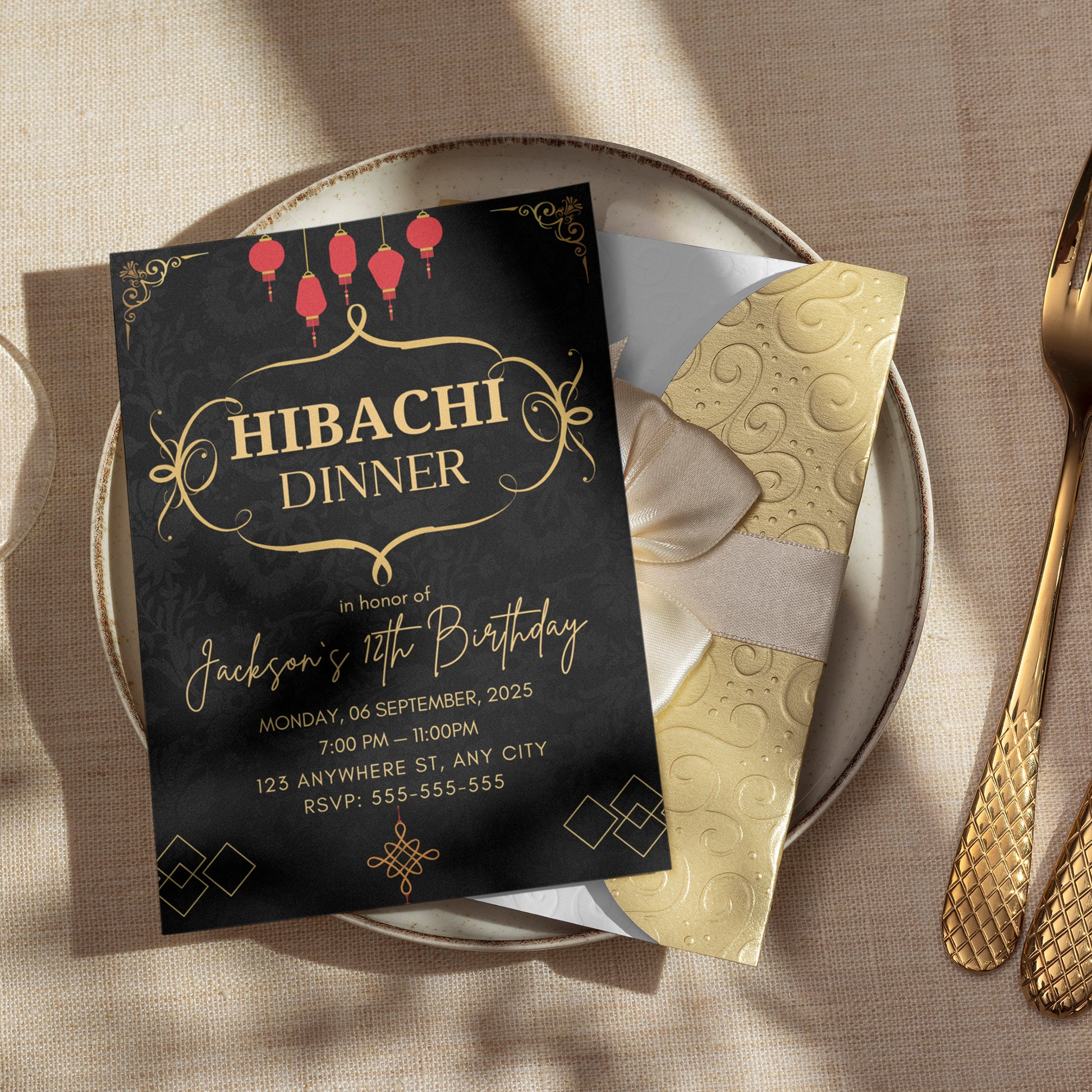 Hibachi Dinner Birthday Invitation Template - CreativeRino
