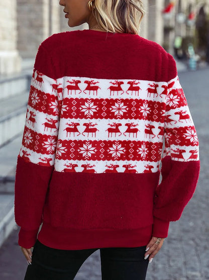 Cozy Christmas Element Long Sleeve Sweatshirt | Festive Round Neck Pullover eprolo