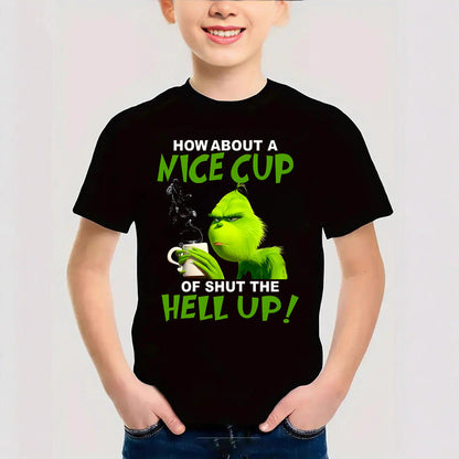 Combed Cotton Christmas Graphic T-Shirt | New Short Sleeve Round Neck | Boys & Girls Festive Kids Clothing Tee eprolo