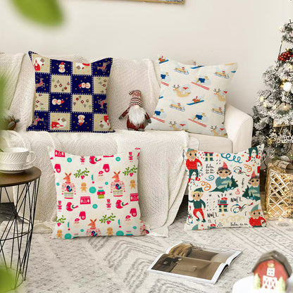 Cute Cartoon Snowman Pillow Cover | Holiday Sofa Cushion for Living Room Decor