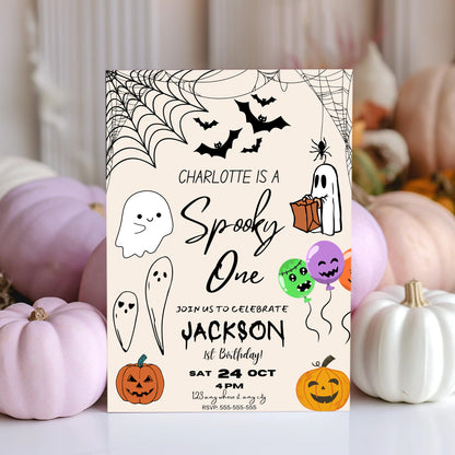 Spooky One Halloween Birthday Party Invitation Template - CreativeRino