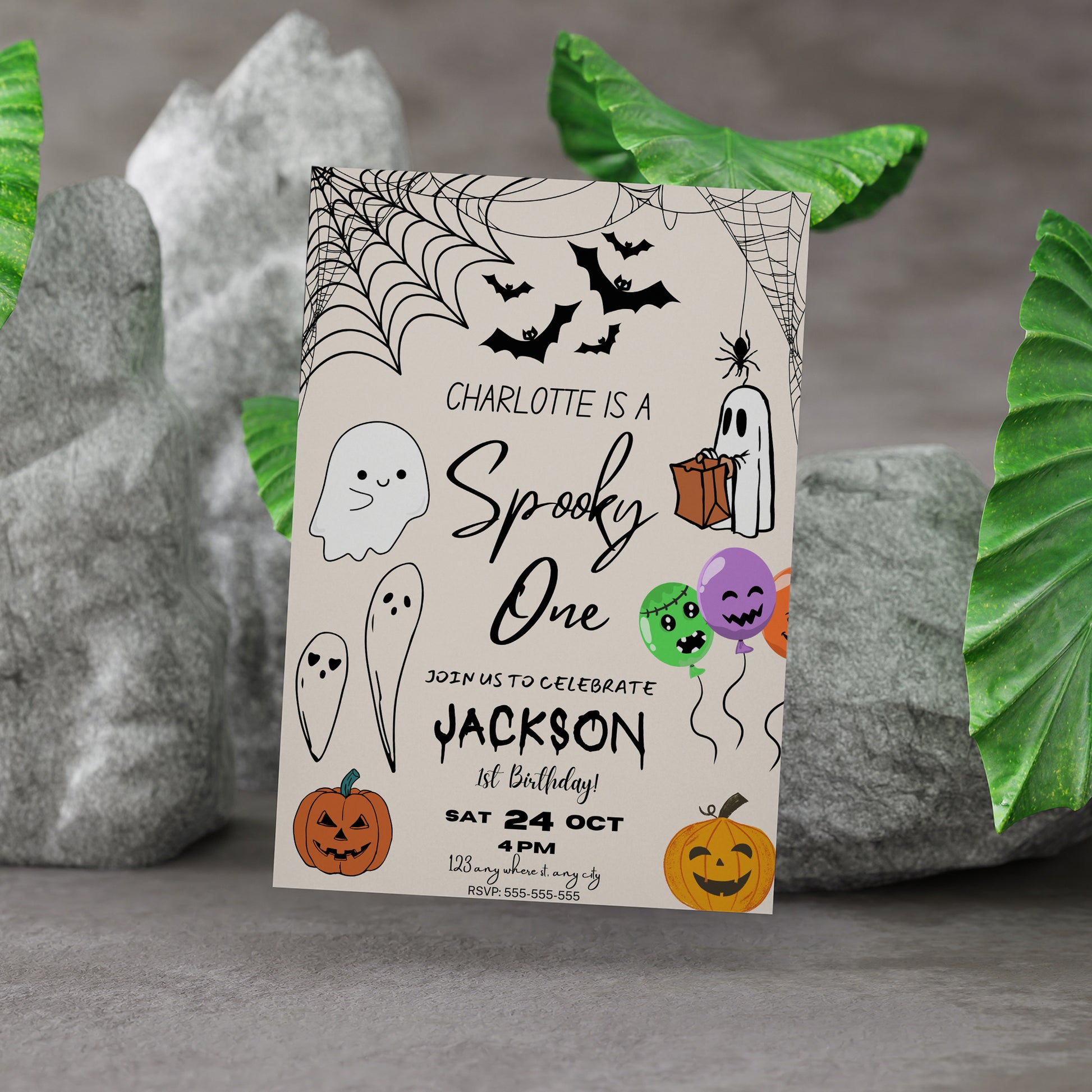 Spooky One Halloween Birthday Party Invitation Template - CreativeRino