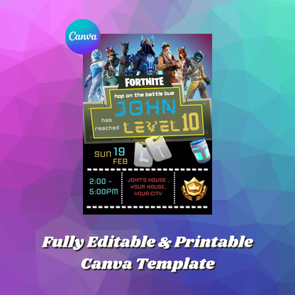 Fortnite Birthday Invitation Template - CreativeRino
