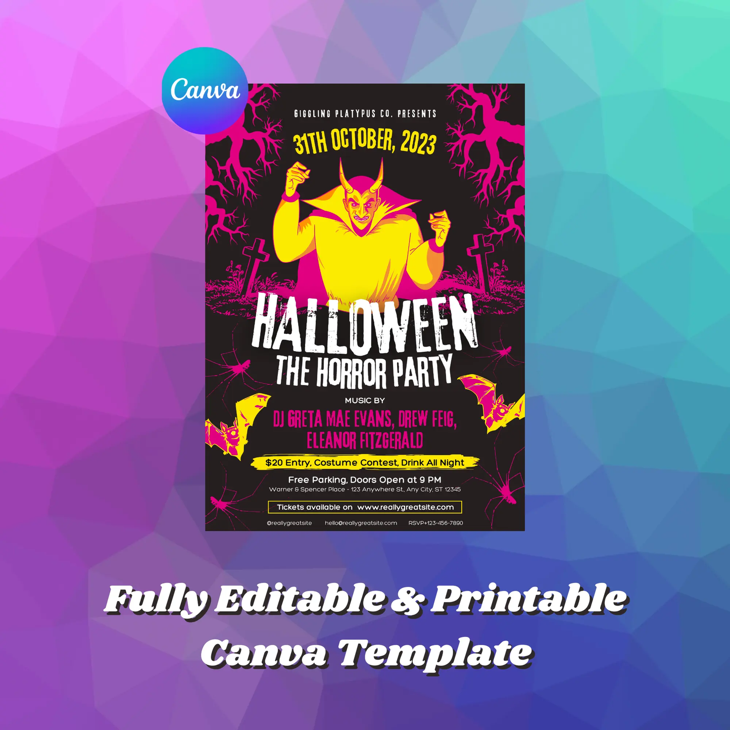 Horror Halloween Party Invitation Template - CreativeRino