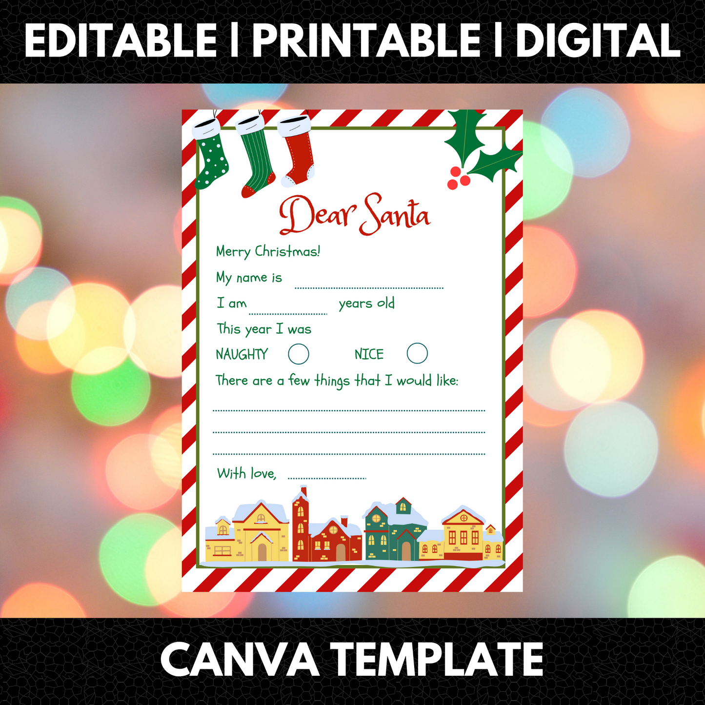 Letter to Santa Claus Christmas Template