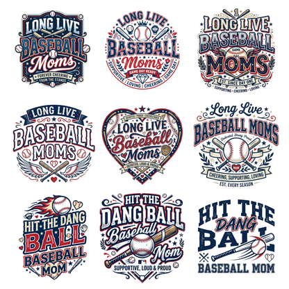 Baseball Mom PNG Bundle, Mothers Day PNG Designs, Long Live Senior Hit the Dang Ball Baseball Mom Tshirt Design CreativeRino