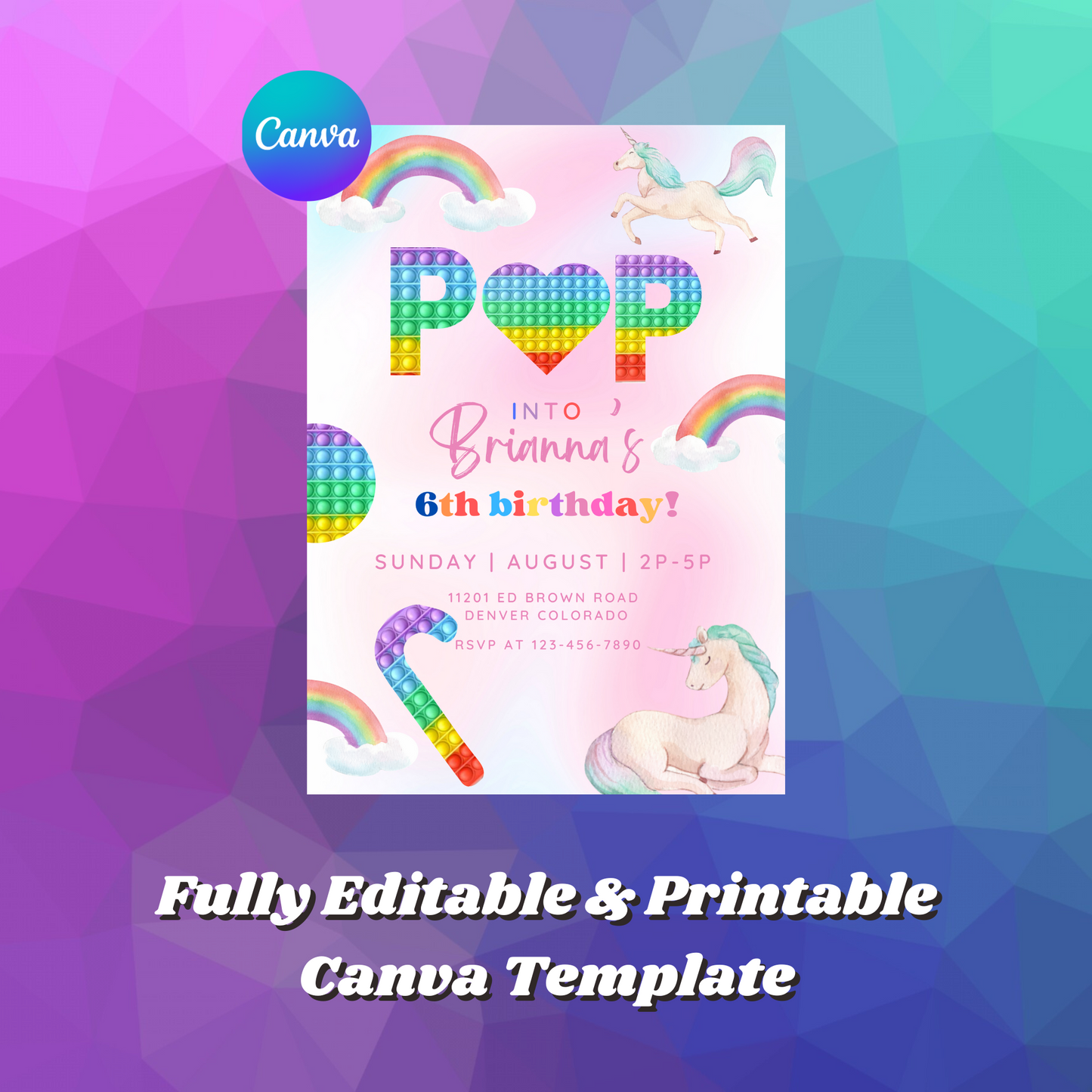 Pop It Birthday Invitation Template