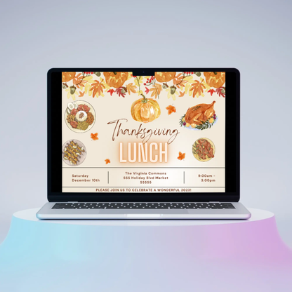 Fall Thanksgiving Lunch Party Invitation Template | Thanksgiving Luncheon Invite - CreativeRino