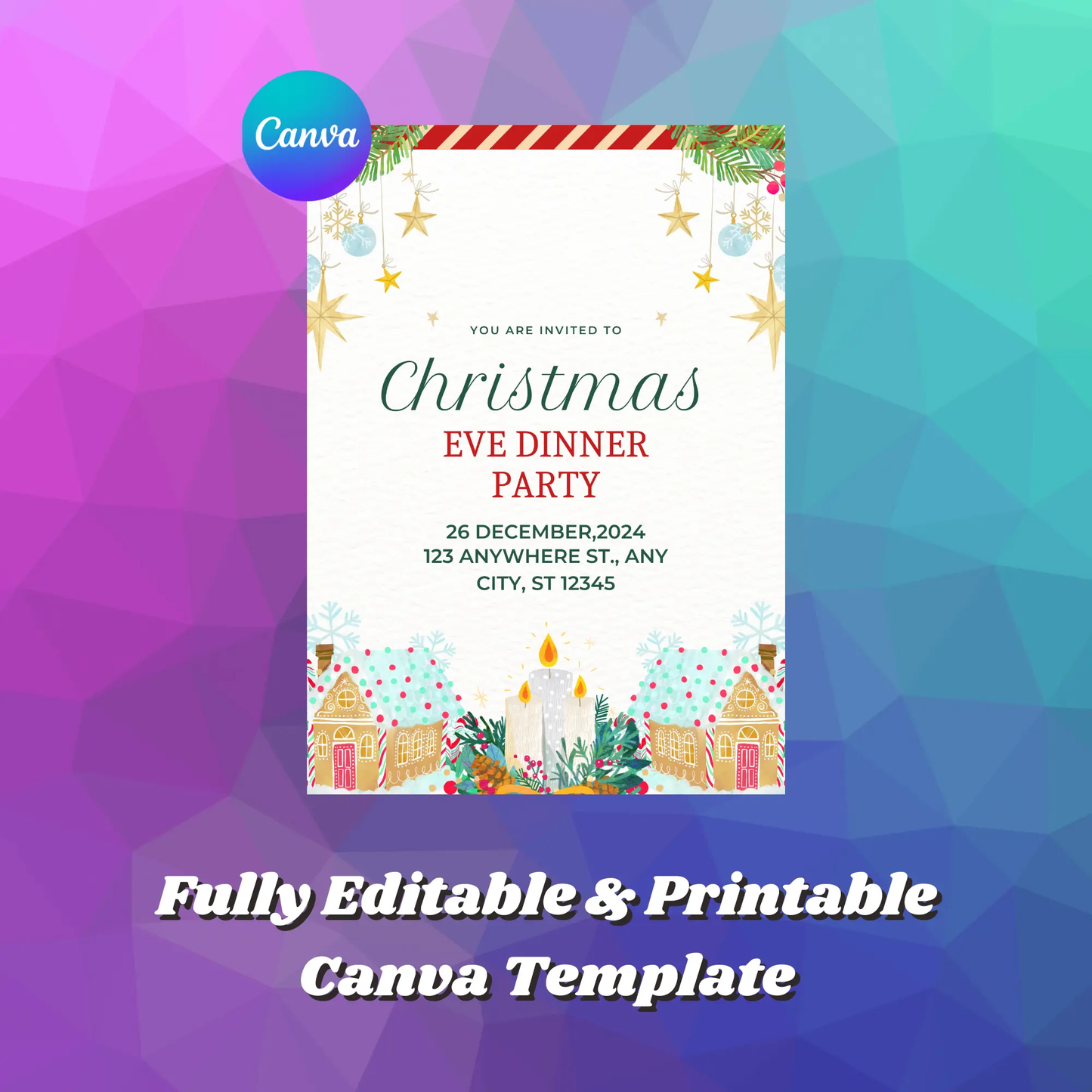 Christmas Eve Dinner Party Invite Template - CreativeRino