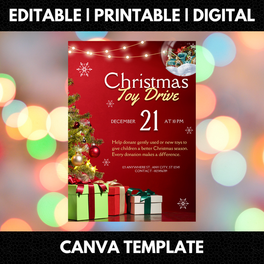 Christmas Toy Drive Flyer Template | Toy Drive Invitation