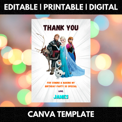 Frozen Thank You Card Template - CreativeRino