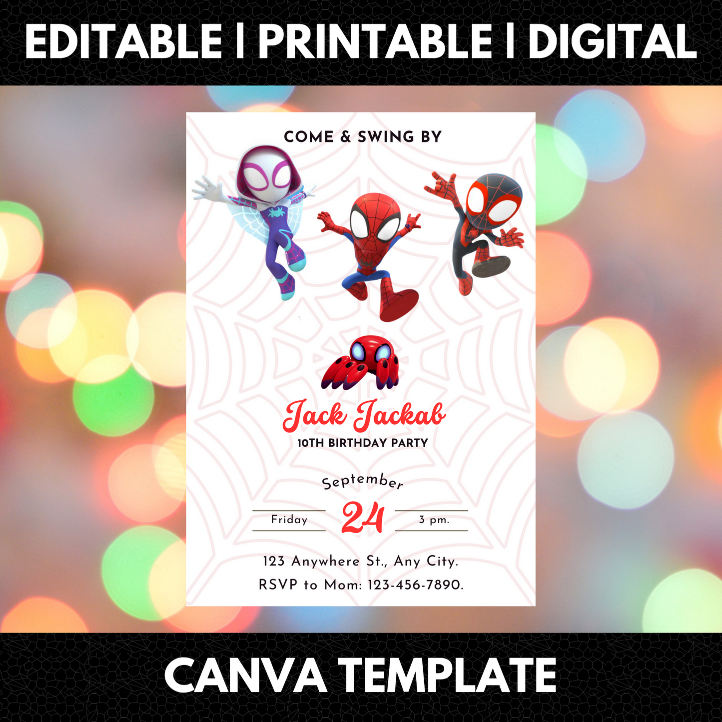 Spidey and his Amazing Friends Birthday Invitation Template