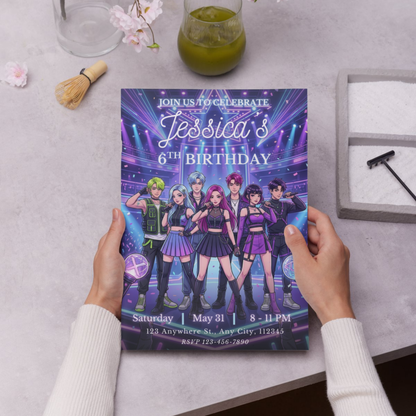 Demon Hunters Birthday Invitation – Kpop Party Printable Invite CreativeRino