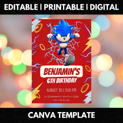 Sonic Birthday Invitation Template - CreativeRino